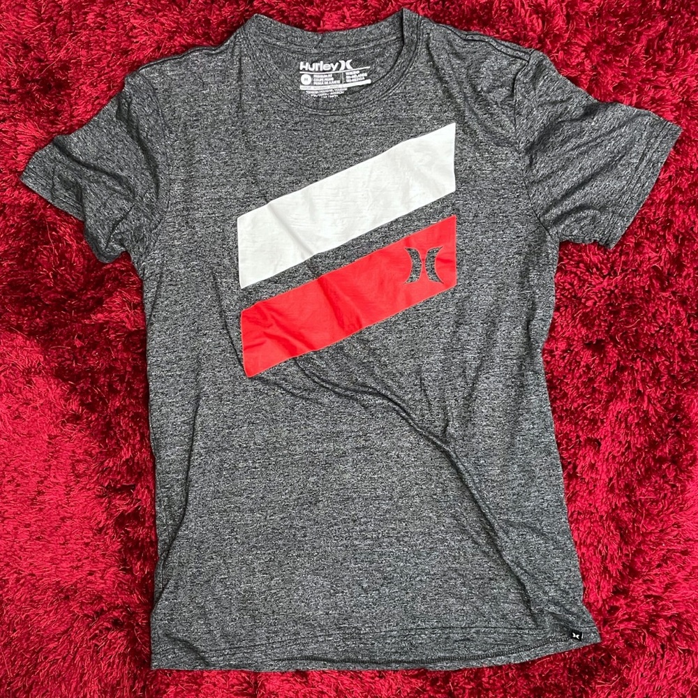 Hurley Surf Skateboard Medium Snowboard Retro Shirt Heather Grey